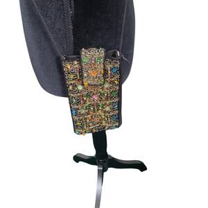 Snap Crossbody Beaded Black Handbag Phone Case Sunglasses Case Evening Bag